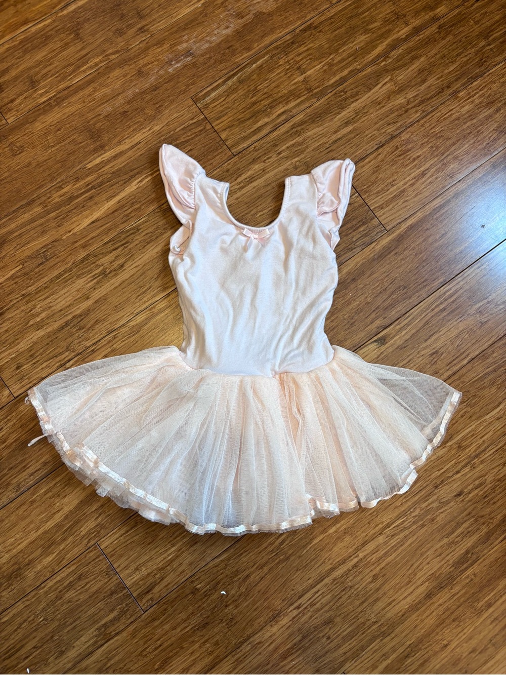 Girls Light Pink Tulle Dance Dress with Flutter Sleeves
